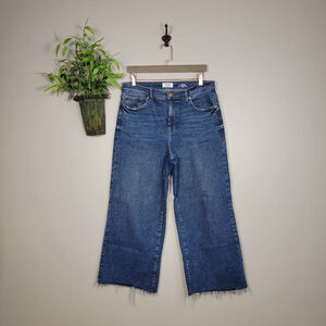 Kensie Jeans Kaya High Rise Wide Leg Ankle Frayed Medium Wash Vintage Luxe 12 31